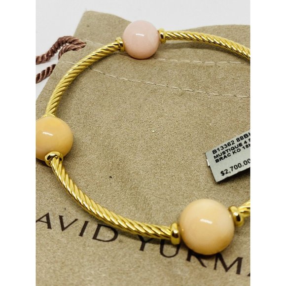 $3900 DAVID YURMAN NEW Mustique 4 Station Pink Opal Peach Moonstone 18K Gold - Picture 7 of 9